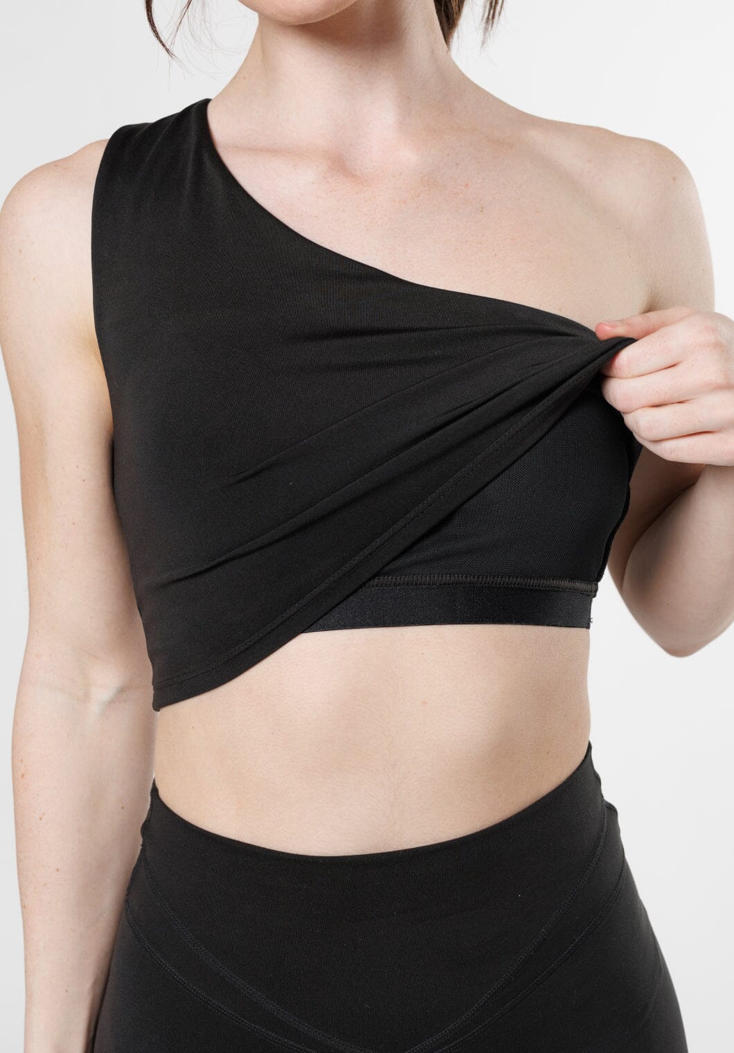 Reluna™ Single Shoulder Brami Black Sports Bras Paragon Fitwear 